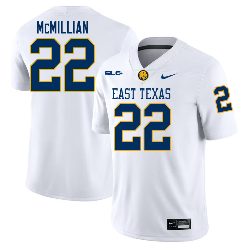 East Texas A&M Lions #22 JaiSean McMillian College Football Jerseys,Uniforms-White